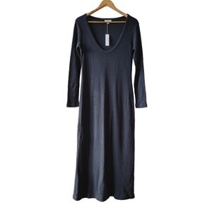 James Perse Charcoal Gray Waffle Knit Maxi Dress